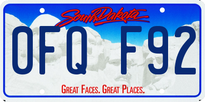 SD license plate 0FQF92