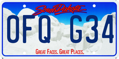 SD license plate 0FQG34