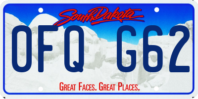 SD license plate 0FQG62