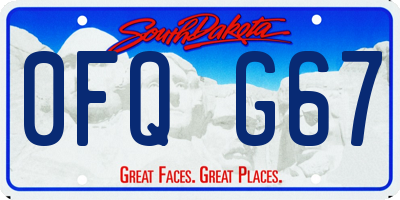 SD license plate 0FQG67