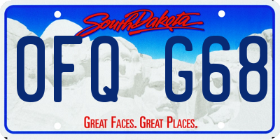 SD license plate 0FQG68