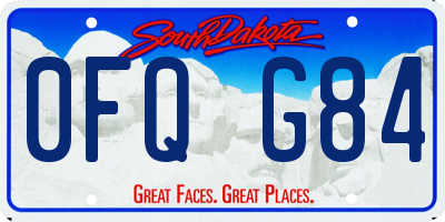 SD license plate 0FQG84