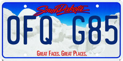 SD license plate 0FQG85