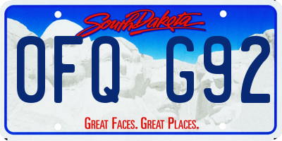 SD license plate 0FQG92