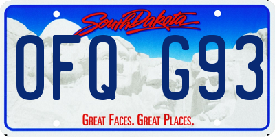 SD license plate 0FQG93