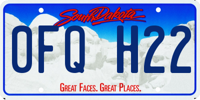 SD license plate 0FQH22