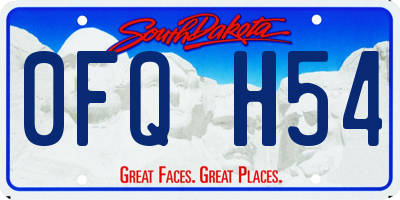 SD license plate 0FQH54
