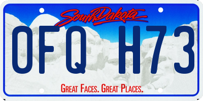 SD license plate 0FQH73