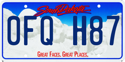 SD license plate 0FQH87