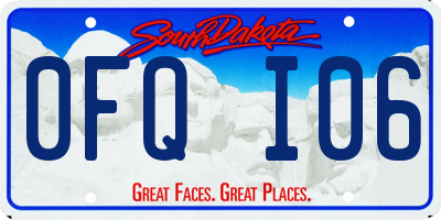 SD license plate 0FQI06