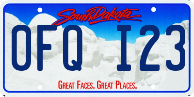 SD license plate 0FQI23