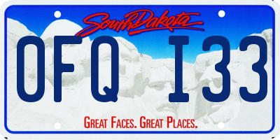 SD license plate 0FQI33