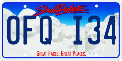 SD license plate 0FQI34
