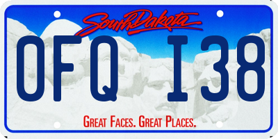 SD license plate 0FQI38