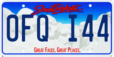 SD license plate 0FQI44