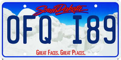 SD license plate 0FQI89