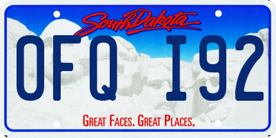 SD license plate 0FQI92