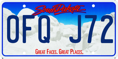 SD license plate 0FQJ72