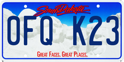 SD license plate 0FQK23
