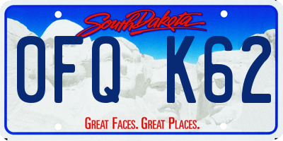 SD license plate 0FQK62