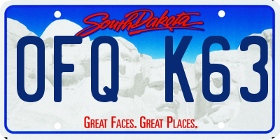 SD license plate 0FQK63