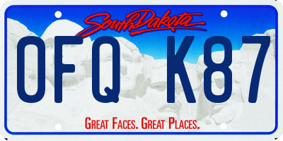 SD license plate 0FQK87