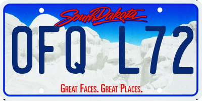 SD license plate 0FQL72