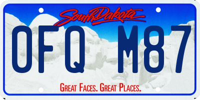 SD license plate 0FQM87