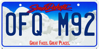 SD license plate 0FQM92