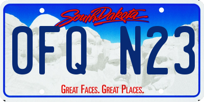 SD license plate 0FQN23