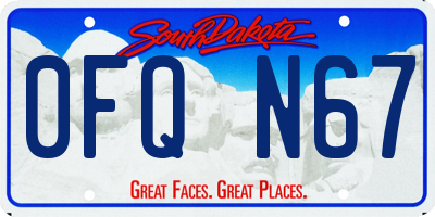 SD license plate 0FQN67