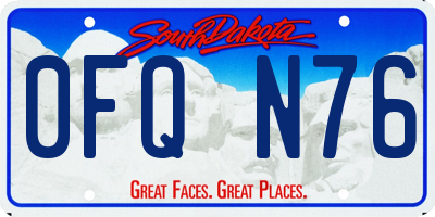 SD license plate 0FQN76