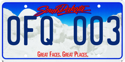SD license plate 0FQO03