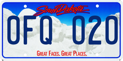 SD license plate 0FQO20