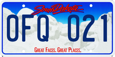 SD license plate 0FQO21