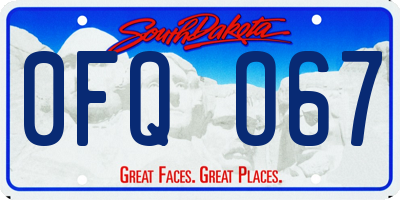 SD license plate 0FQO67