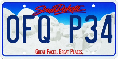 SD license plate 0FQP34
