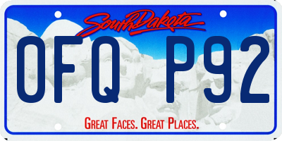 SD license plate 0FQP92