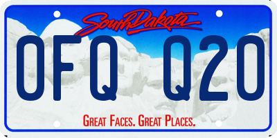 SD license plate 0FQQ20