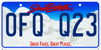 SD license plate 0FQQ23