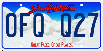 SD license plate 0FQQ27