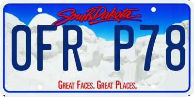 SD license plate 0FRP78