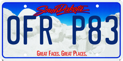 SD license plate 0FRP83