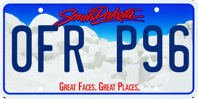 SD license plate 0FRP96