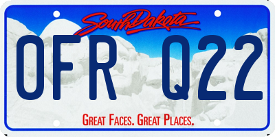 SD license plate 0FRQ22