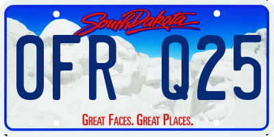SD license plate 0FRQ25