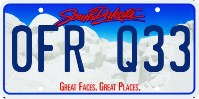 SD license plate 0FRQ33