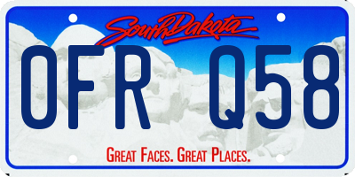 SD license plate 0FRQ58