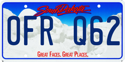 SD license plate 0FRQ62