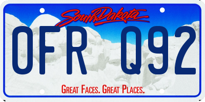 SD license plate 0FRQ92